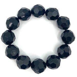 Black Geometric Plastic Ball Stretch Bracelet Costume Jewelry